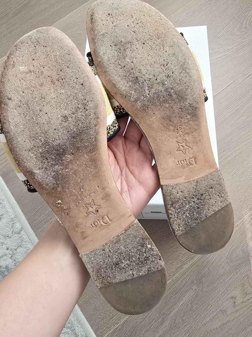 Dior Turquoise Embroidered Slide Sandals - Picture 4 of 4